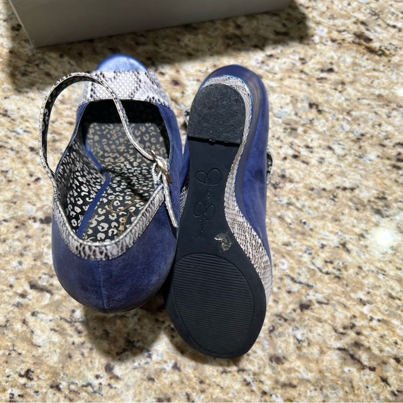 ❗️SALE❗️Jessica Simpson Royal Blue & Snakeskin Wedge Heels 9.5M - Picture 9 of 11